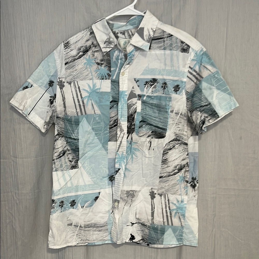 American Eagle Outfitters Blue and White Casual Button Down Shirt